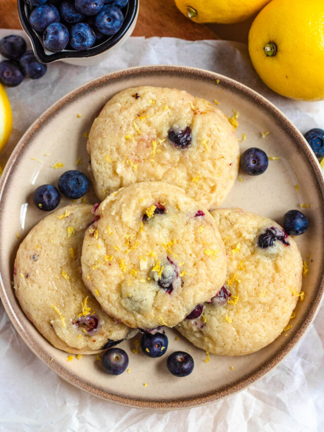 These Lemon Blueberry Cookies are the perfect combination of tart lemon and sweet blueberry. They are an easy 20 minute recipe and are perfect for the start of spring!