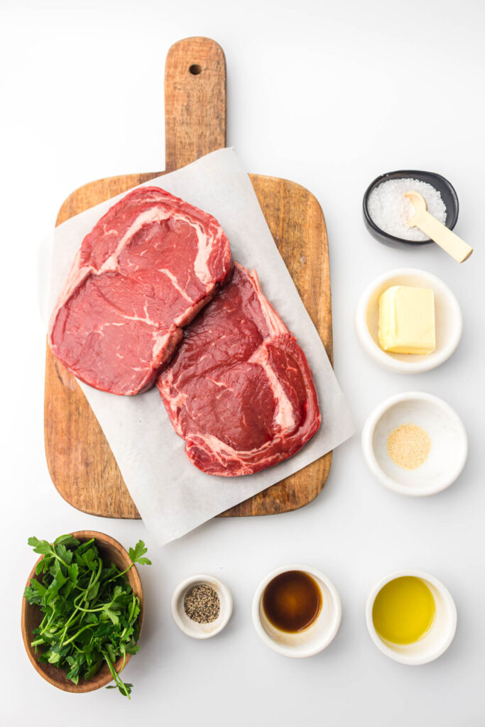 ingredients needed to make air fryer steak bites.