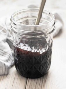 Balsamic Glaze in a glass jar.