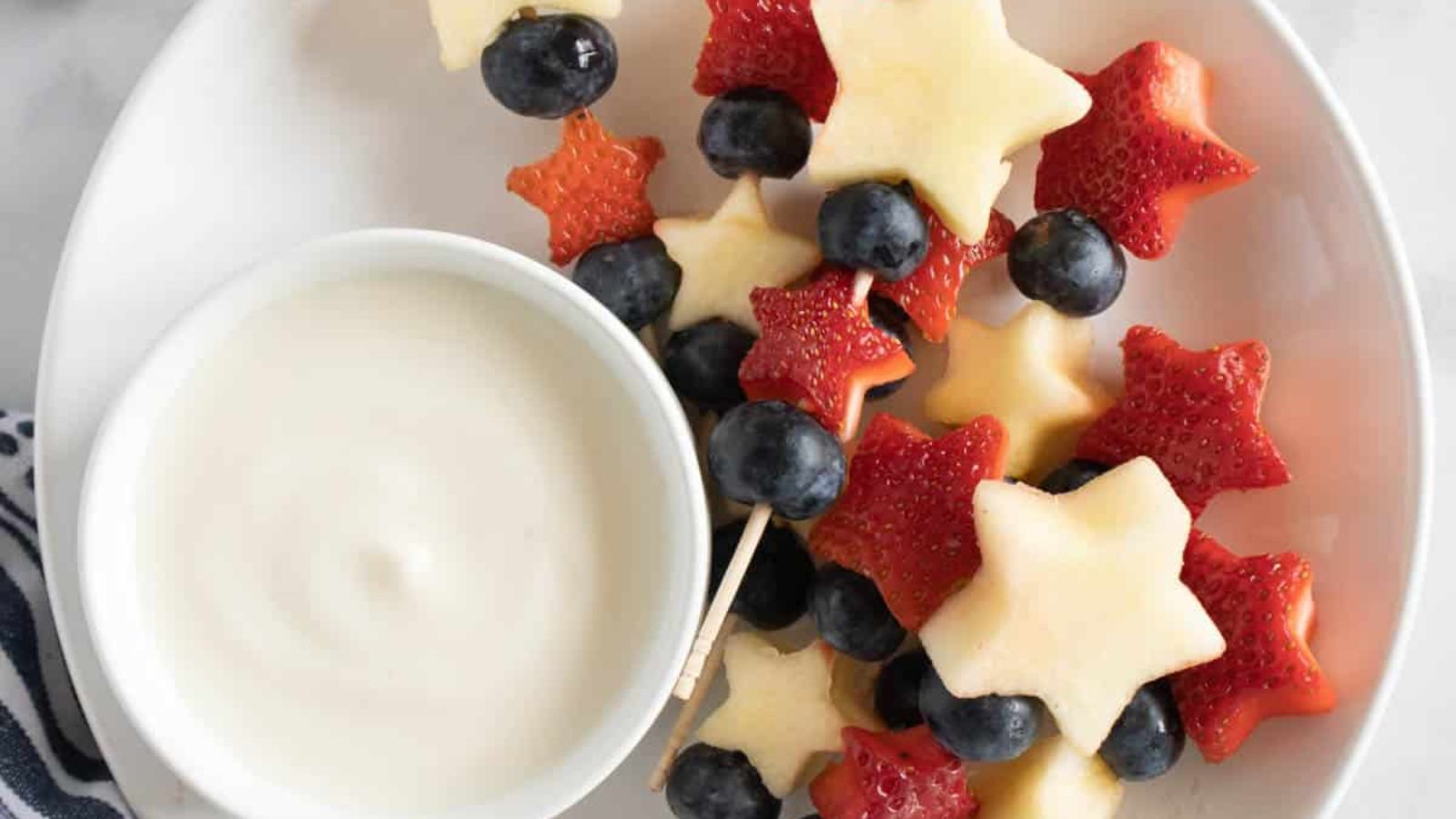 4th of July Fruit Kabobs with Yogurt Dip