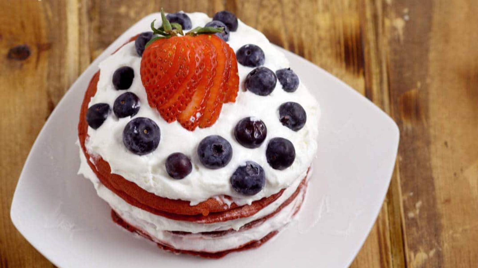 Red Velvet Pancakes with Berries