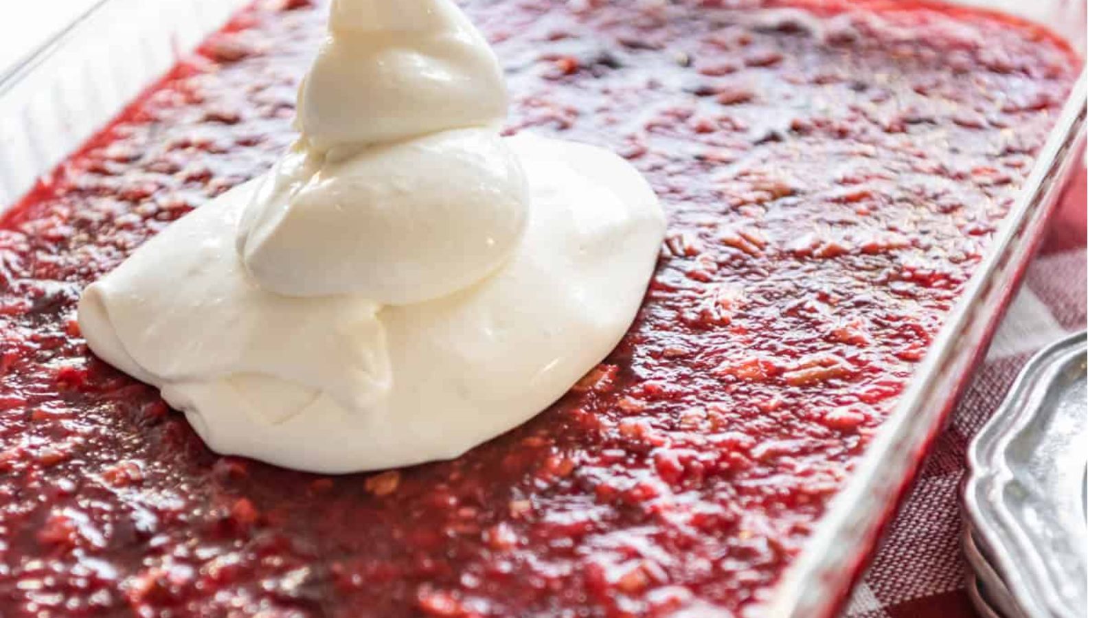 Cranberry Jello Salad with Cream Cheese Topping