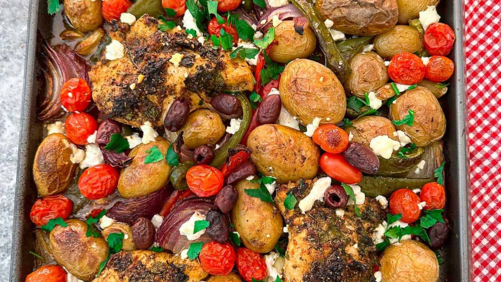 Mediterranean Sheet Pan Chicken and Veggies